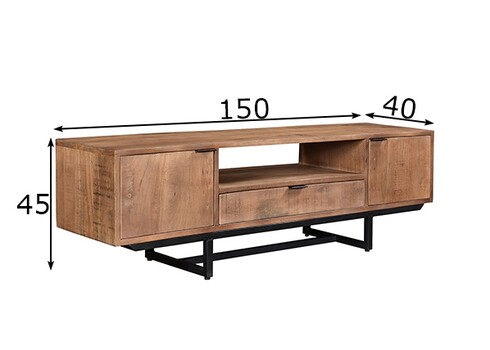 Tv-alus VALDEZ naturaalne puit / must, 150x40xH45 cm