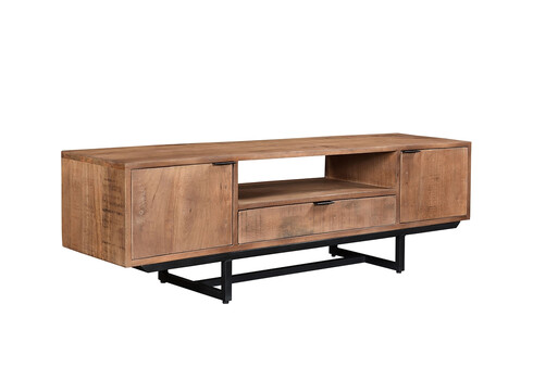 Tv-alus VALDEZ naturaalne puit / must, 150x40xH45 cm