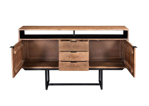 Kummut VALDEZ naturaalne puit / must, 150x40xH80 cm