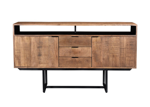 Kummut VALDEZ naturaalne puit / must, 150x40xH80 cm