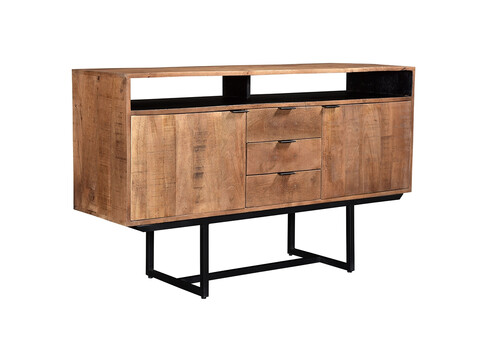 Kummut VALDEZ naturaalne puit / must, 150x40xH80 cm