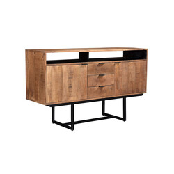 Kummut VALDEZ naturaalne puit / must, 150x40xH80 cm