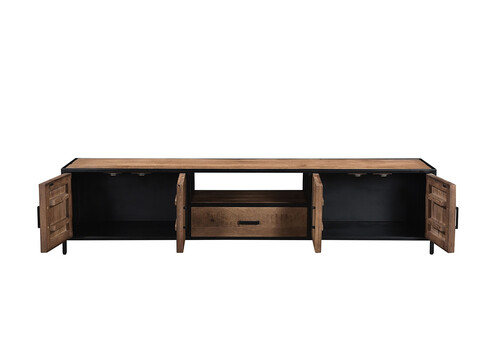 Tv-alus STURDY naturaalne puit / must, 220x40xH50 cm