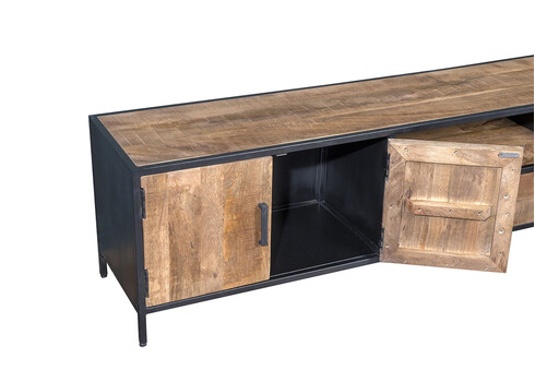 Tv-alus STURDY naturaalne puit / must, 220x40xH50 cm