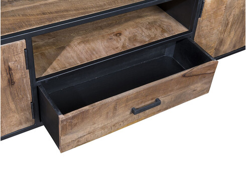 Tv-alus STURDY naturaalne puit / must, 220x40xH50 cm