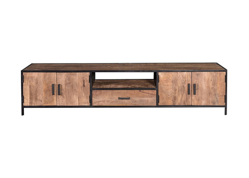Tv-alus STURDY naturaalne puit / must, 220x40xH50 cm