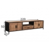 Tv-alus STURDY naturaalne puit / must, 220x40xH50 cm