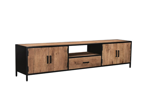 Tv-alus STURDY naturaalne puit / must, 220x40xH50 cm