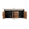Kummut STURDY naturaalne pruun / must, 180x40xH85 cm