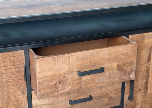 Kummut STURDY naturaalne pruun / must, 180x40xH85 cm