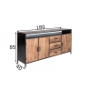 Kummut STURDY naturaalne pruun / must, 180x40xH85 cm