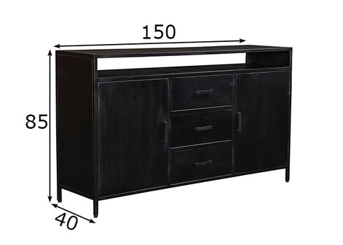 Kummut KALA must, 150x40xH85 cm