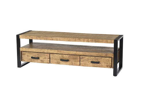 Tv-alus NAIROBI naturaalne puit / must, 150x45xH50 cm