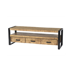 Tv-alus NAIROBI naturaalne puit / must, 150x45xH50 cm