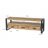 Tv-alus NAIROBI naturaalne puit / must, 150x45xH50 cm