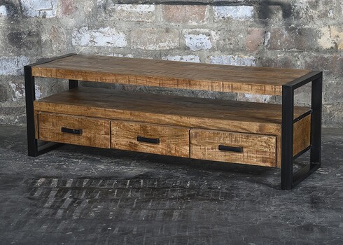 Tv-alus NAIROBI naturaalne puit / must, 150x45xH50 cm