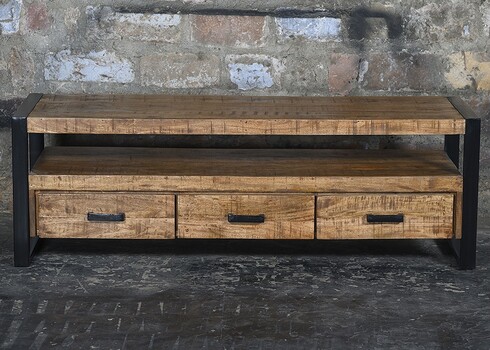 Tv-alus NAIROBI naturaalne puit / must, 150x45xH50 cm