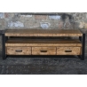 Tv-alus NAIROBI naturaalne puit / must, 150x45xH50 cm