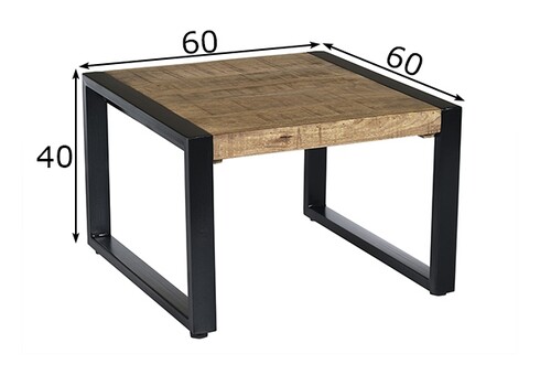 Diivanilaud NAIROBI naturaalne puit / must, 60x60xH40 cm