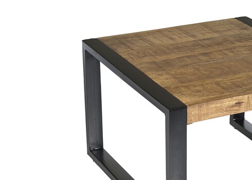 Diivanilaud NAIROBI naturaalne puit / must, 60x60xH40 cm