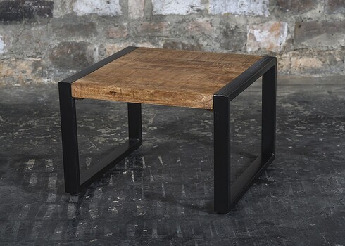 Diivanilaud NAIROBI naturaalne puit / must, 60x60xH40 cm