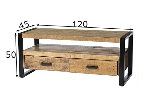 Tv-alus NAIROBI naturaalne puit / must, 120x45xH50 cm