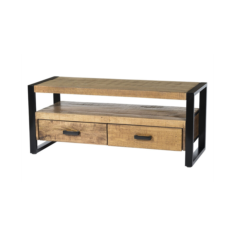 Tv-alus NAIROBI naturaalne puit / must, 120x45xH50 cm