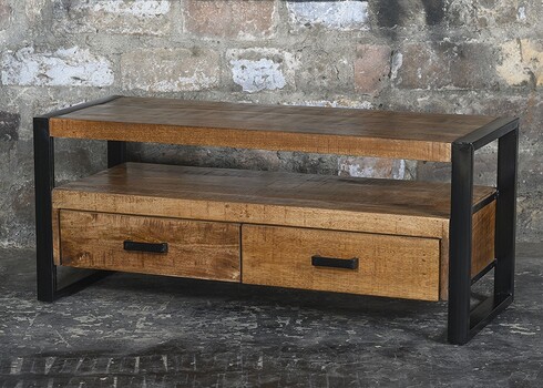 Tv-alus NAIROBI naturaalne puit / must, 120x45xH50 cm