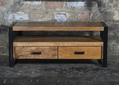 Tv-alus NAIROBI naturaalne puit / must, 120x45xH50 cm