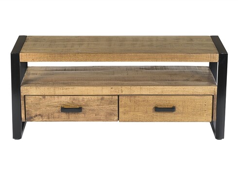 Tv-alus NAIROBI naturaalne puit / must, 120x45xH50 cm