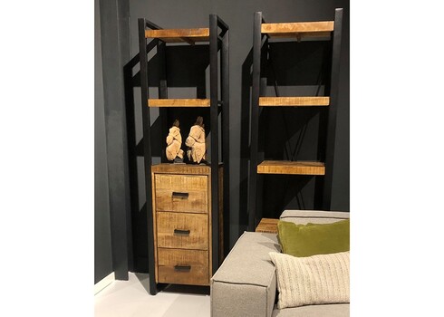 Kapp-riiul NAIROBI naturaalne puit / must, 55x40xH200 cm