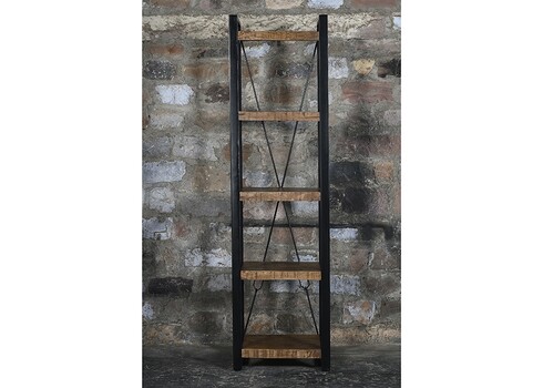 Riiul NAIROBI naturaalne puit / must, 55x40xH200 cm