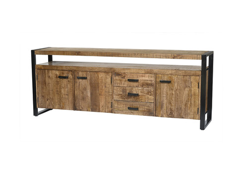 Kummut NAIROBI naturaalne puit / must, 210x45xH80 cm