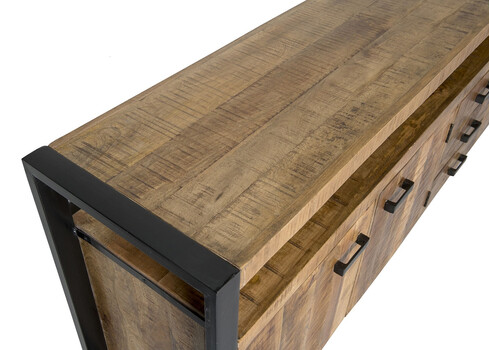 Kummut NAIROBI naturaalne puit / must, 210x45xH80 cm