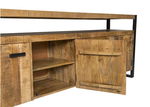 Kummut NAIROBI naturaalne puit / must, 210x45xH80 cm