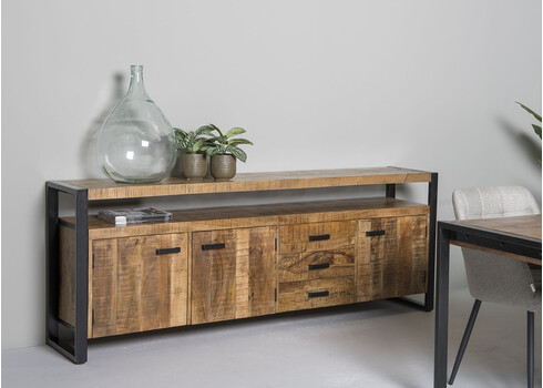 Kummut NAIROBI naturaalne puit / must, 210x45xH80 cm