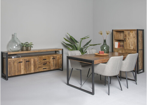 Kummut NAIROBI naturaalne puit / must, 210x45xH80 cm