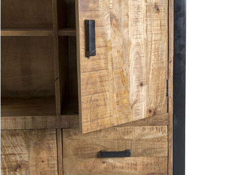 Kapp-riiul NAIROBI naturaalne puit / must, 100x43xH150 cm