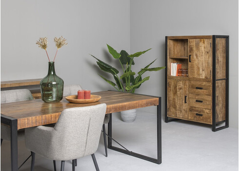 Kapp-riiul NAIROBI naturaalne puit / must, 100x43xH150 cm