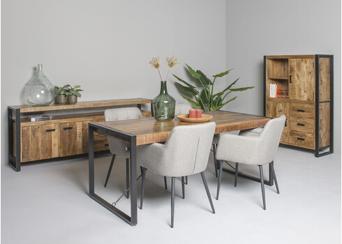 Kapp-riiul NAIROBI naturaalne puit / must, 100x43xH150 cm