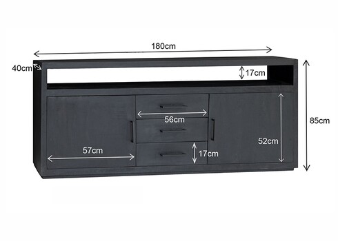Kummut JAXX must, 180x40xH85 cm