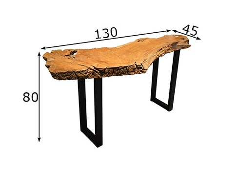 Konsoollaud AKAR naturaalne / must, 130x45xH80 cm