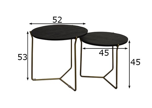 Diivanilaudade komplekt MASON must / vask, 2 tk