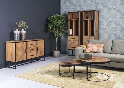 Diivanilaudade komplekt ACCENT naturaalne puit / must, 3 tk