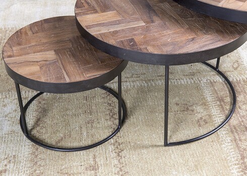 Diivanilaudade komplekt ACCENT naturaalne puit / must, 3 tk