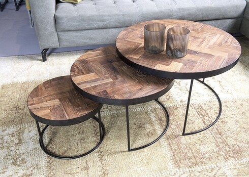 Diivanilaudade komplekt ACCENT naturaalne puit / must, 3 tk