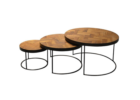 Diivanilaudade komplekt ACCENT naturaalne puit / must, 3 tk