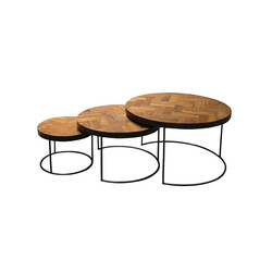 Diivanilaudade komplekt ACCENT naturaalne puit / must, 3 tk