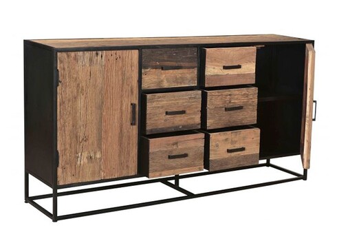 Kummut DAKOTA kulutatud puit / must, 180x40xH90 cm