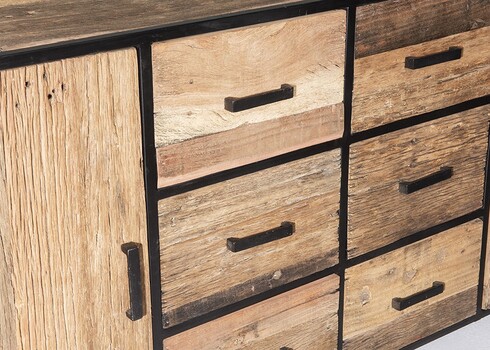 Kummut DAKOTA kulutatud puit / must, 180x40xH90 cm